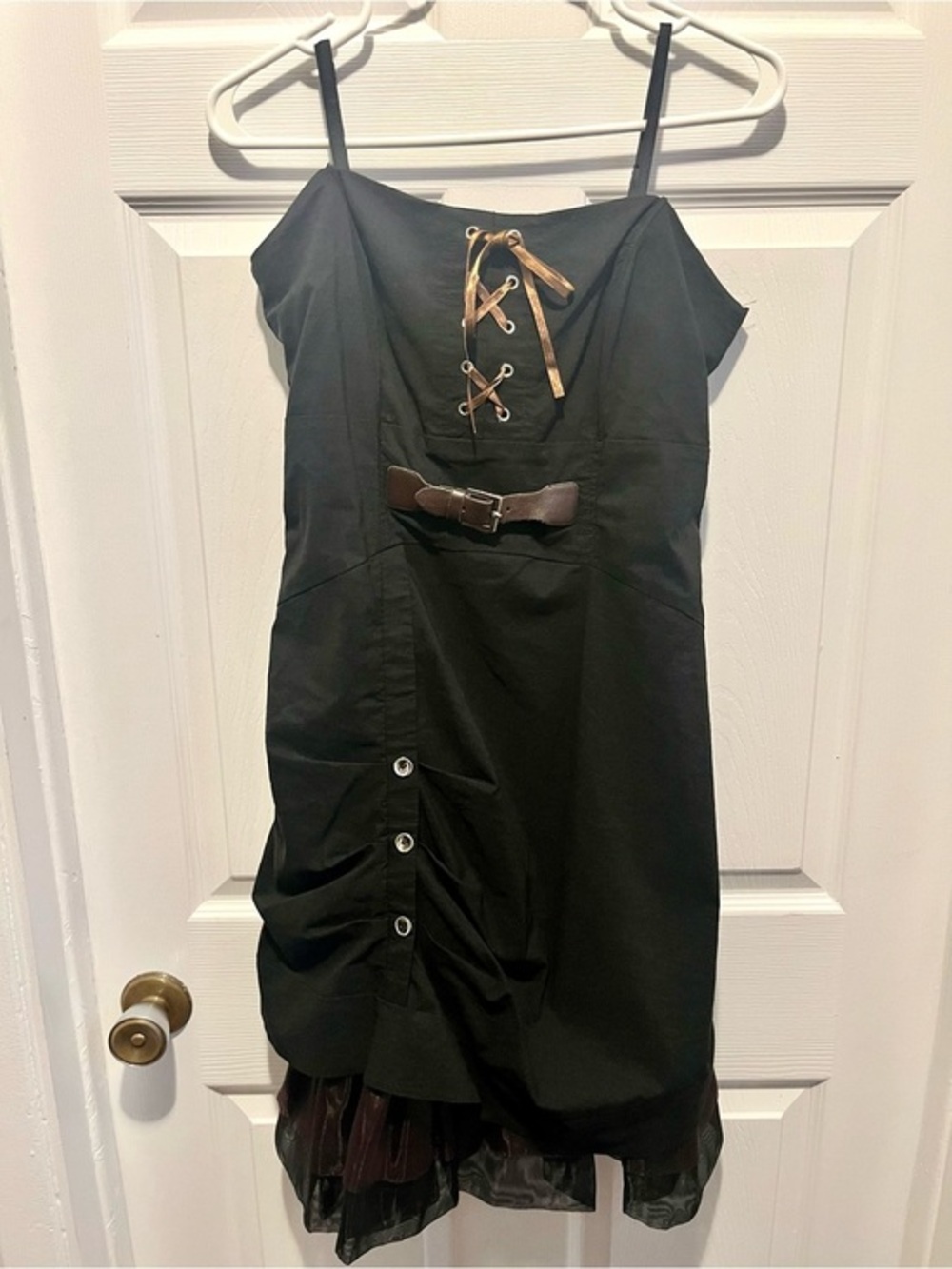 Vintage Vitrin Design Dress Goth Alt Steampunk Black Large Women Tulle Lace